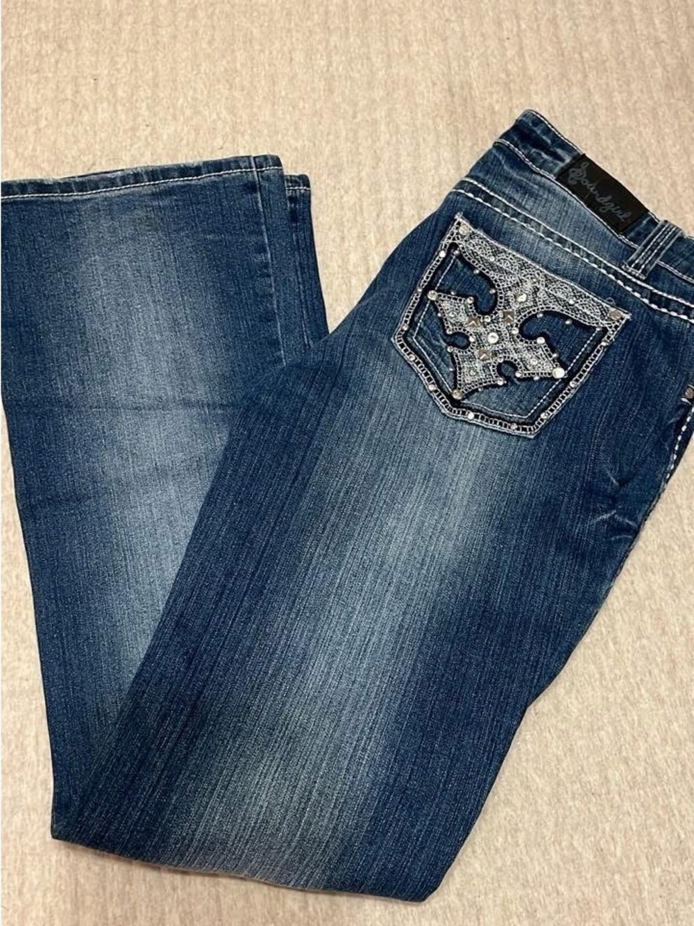 Dark Blue Embellished Pocket Women’s Jeans